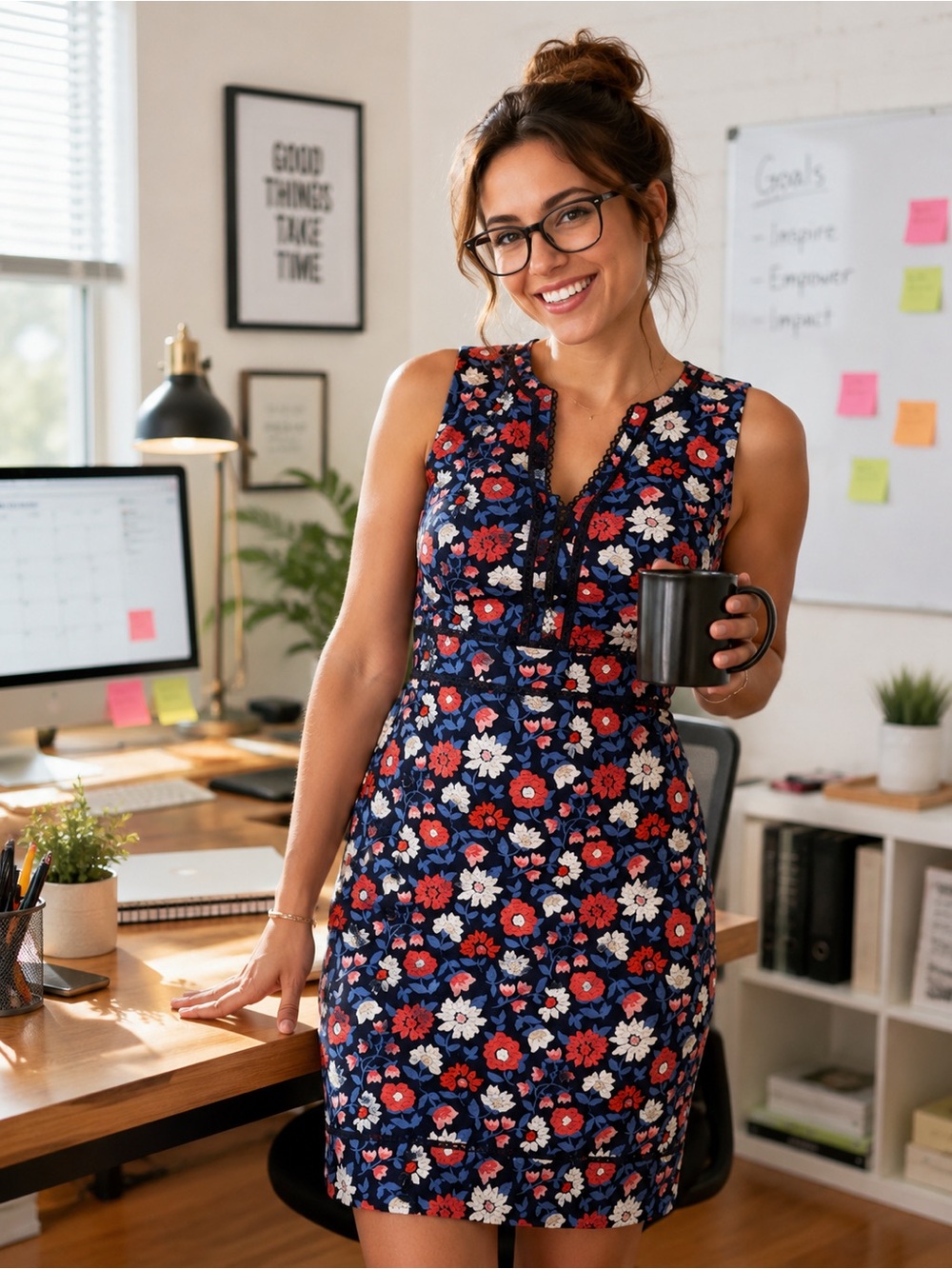 Kate Spade floral print sleeveless dress.